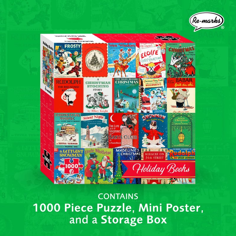 Re-marks Holiday Books Puzzle, Collage Puzzle for All Ages, 1000-Piece Christmas Puzzle - Image 2